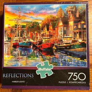 Vibrant Harbor Boat Scene 750 pieces by Buffalo David Bitton